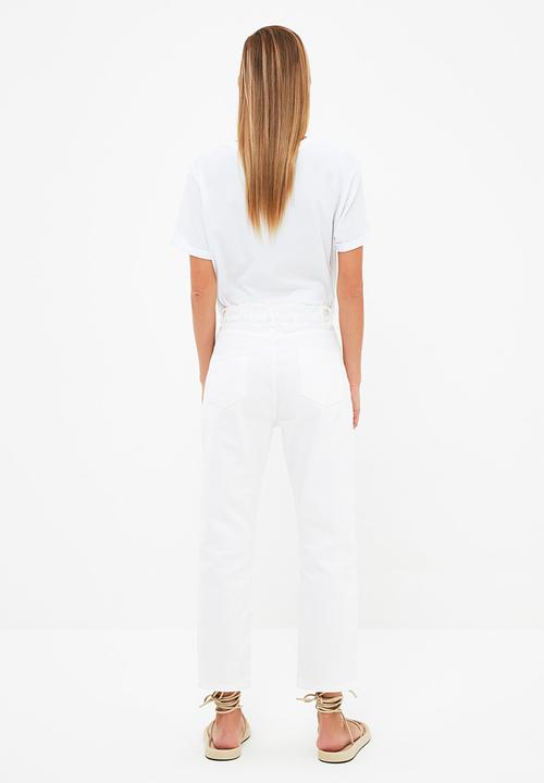 Trendyol - Elastic back waist jeans - white