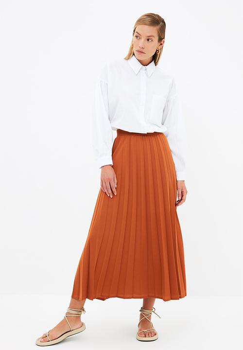 Trendyol - Modest mint knitted skirt - brick