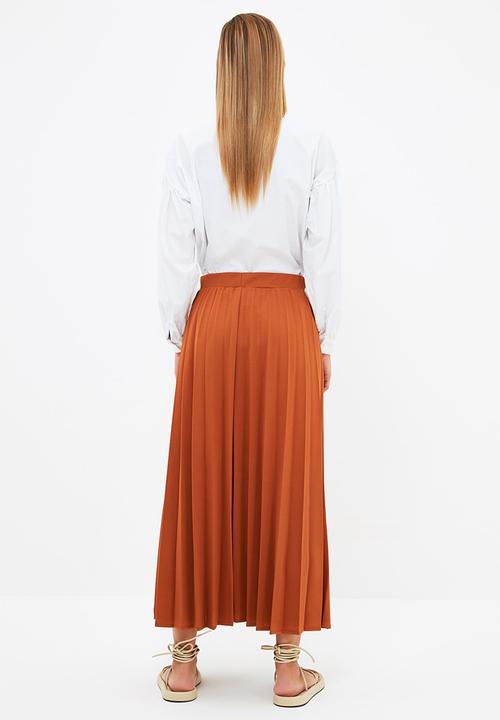 Trendyol - Modest mint knitted skirt - brick