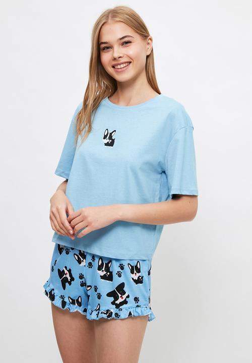 Trendyol - Pattern knitted pajamas set - blue