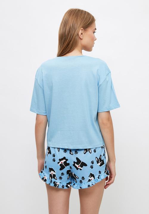 Trendyol - Pattern knitted pajamas set - blue