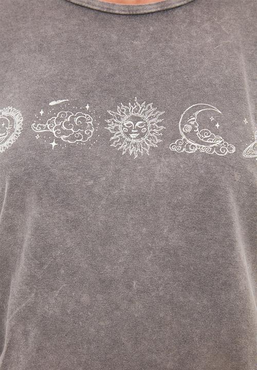 Trendyol - Printed boyfriend knitted t-shirt - grey