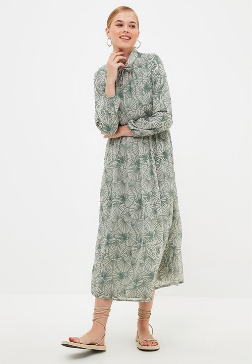Trendyol - Judge collar dress - grey & green 