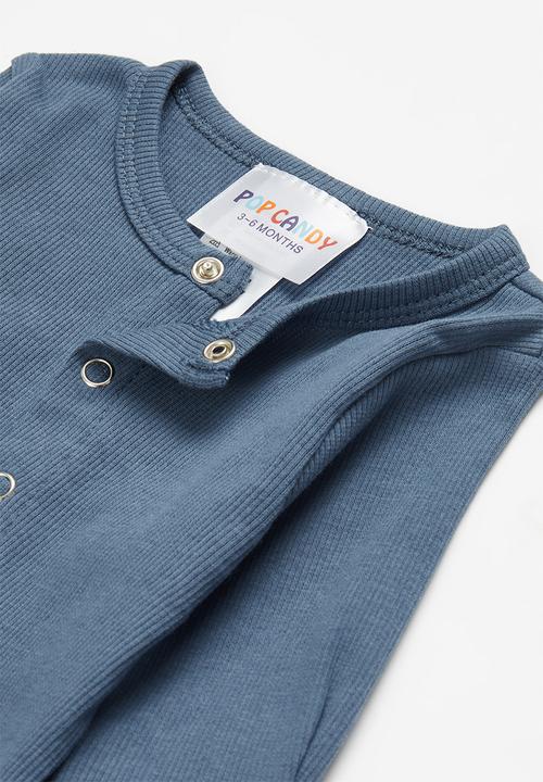 Pop Candy - Button up babygrow - blue