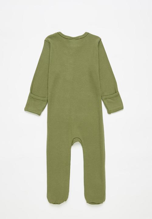 Pop Candy - Button up babygrow - olive