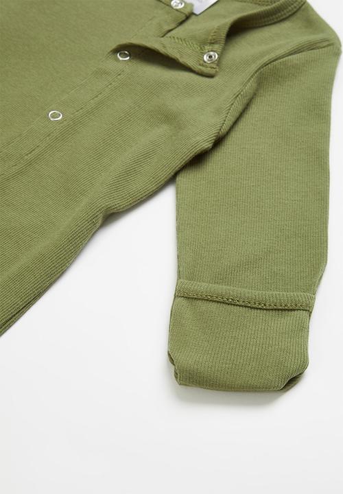 Pop Candy - Button up babygrow - olive