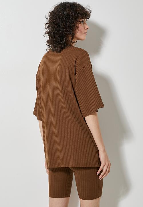 Superbalist - Rib tee - chocolate