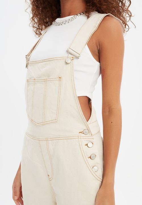 Trendyol - Strap denim overalls  - ecru