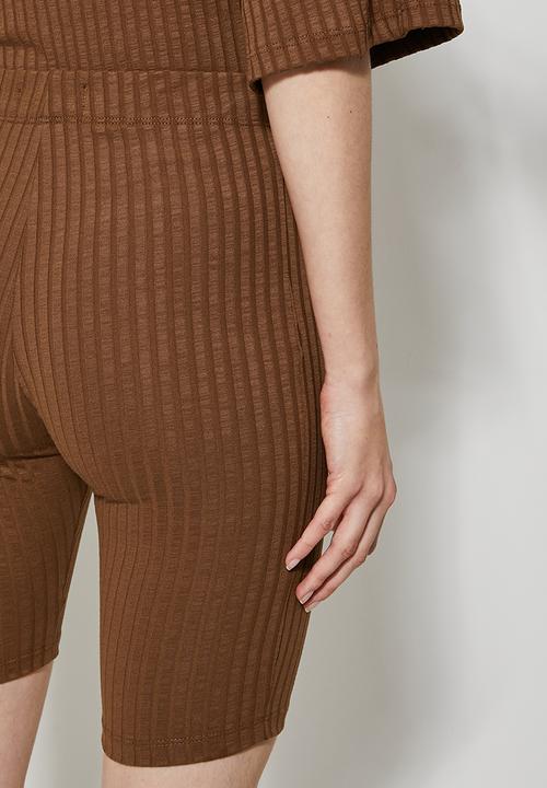 Superbalist - Rib cycle shorts - chocolate