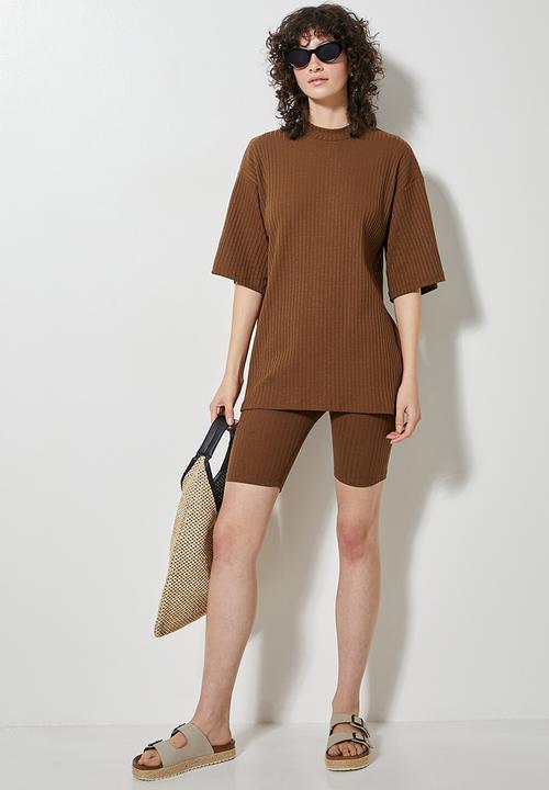 Superbalist - Rib cycle shorts - chocolate