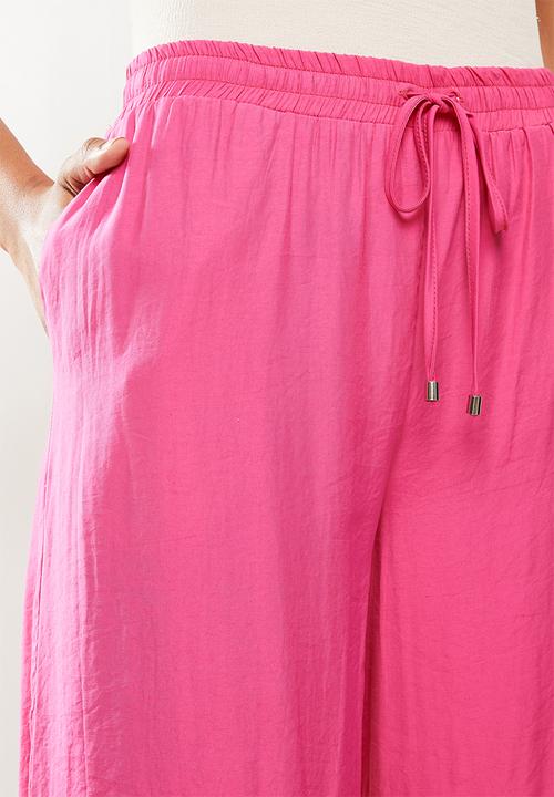 Me&B - Pull-on wide leg pant with tie detail - pink
