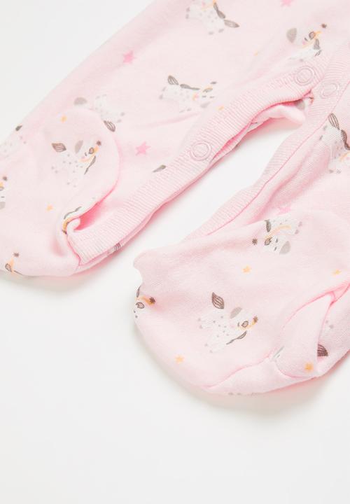 Pop Candy - 3 pack unicorn babygrows - pink & white 