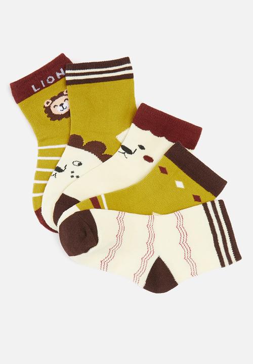 Pop Candy - 5 Pack socks - mustard & brown