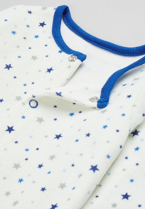 Pop Candy - Velvet sleepsuit - white & blue