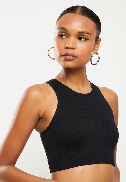 Missguided - Seamless rib racer top - black