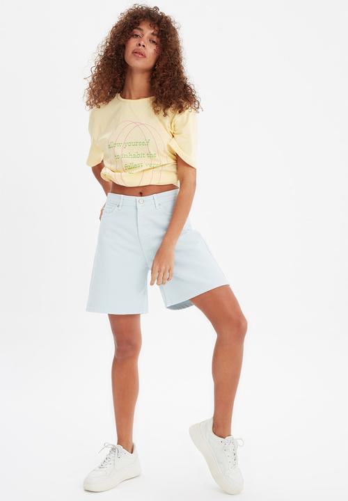 Trendyol - Long denim shorts  - blue