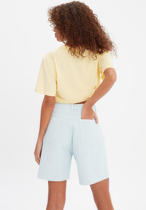 Trendyol - Long denim shorts  - blue