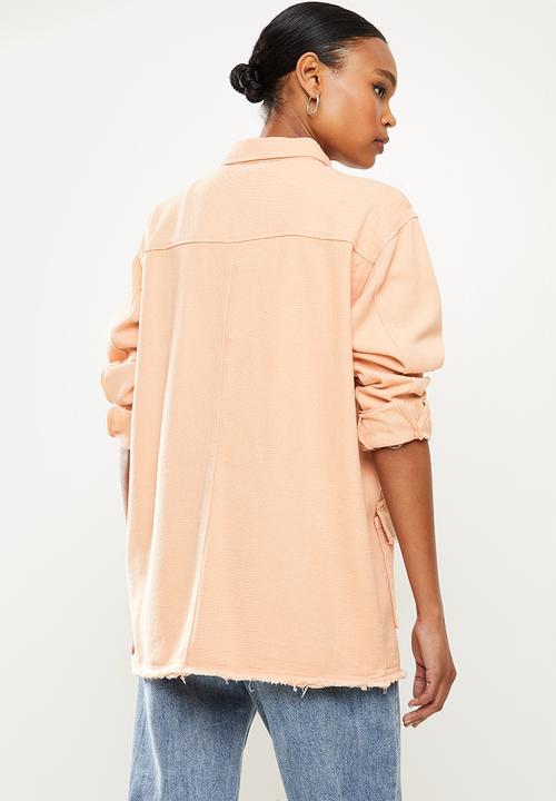 Missguided - Denim fray edge longline denim - peach