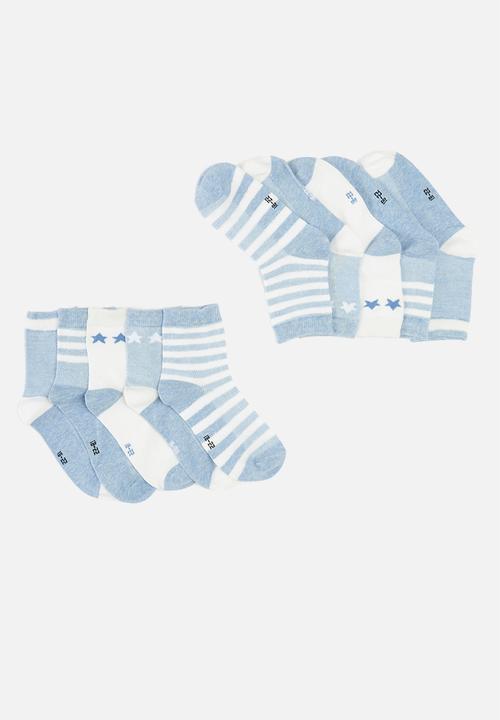 Rebel Republic - 5 pack socks - blue & white
