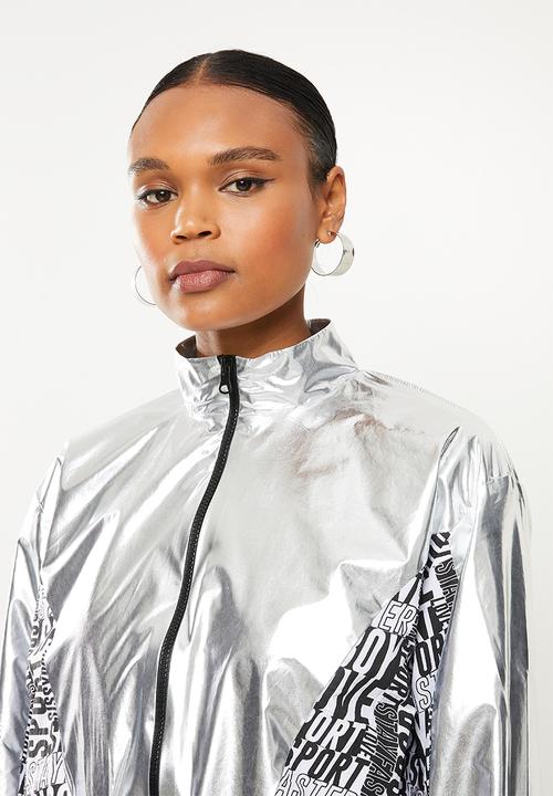 SISSY BOY - Cropped jacket with branded print - silver & black