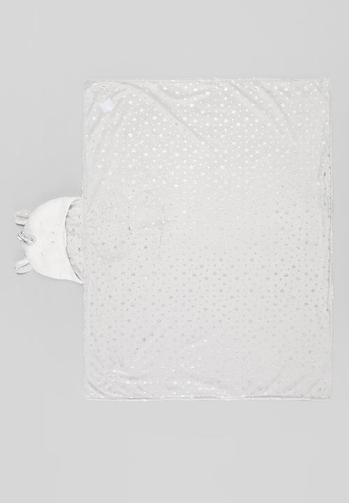 Pop Candy - Girls unicorn blanket - white & grey 