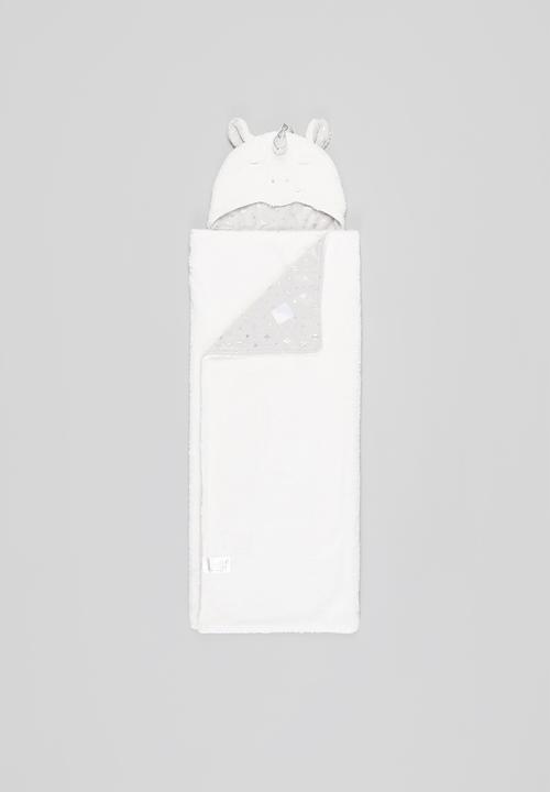 Pop Candy - Girls unicorn blanket - white & grey 