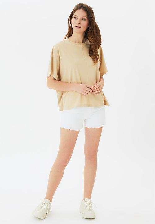 Trendyol - Crew neck knitted T-shirt  - beige