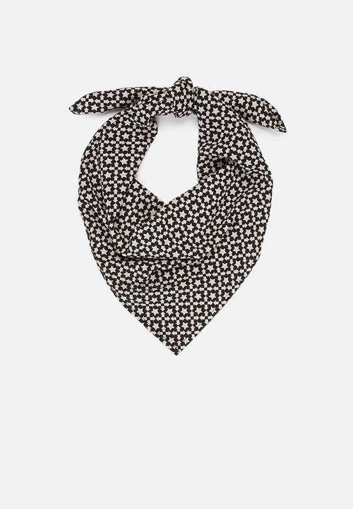 Superbalist - Geo print headscarf - black & cream 