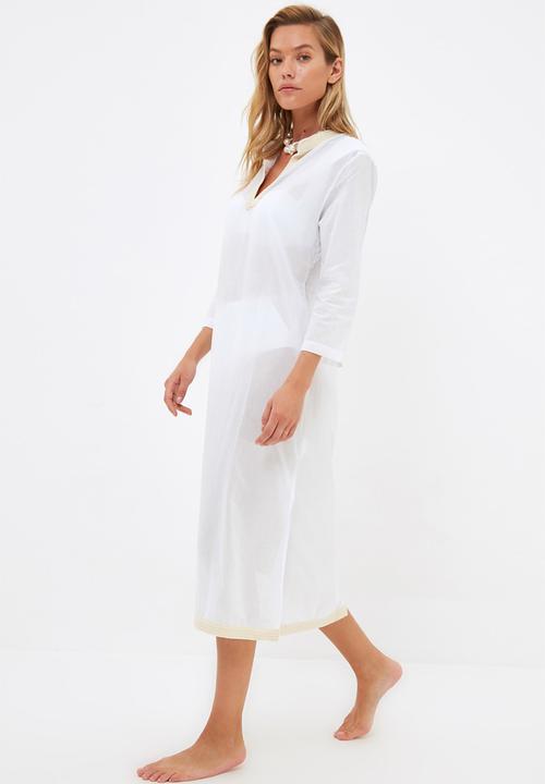 Trendyol - Stripe detailed beach dress - white