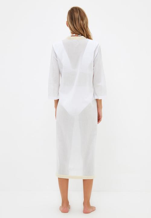 Trendyol - Stripe detailed beach dress - white