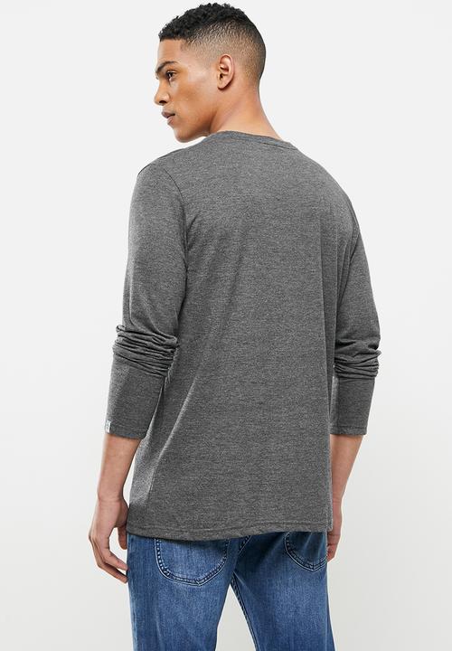 Original Penguin - Long sleeve embroidered logo tee - grey