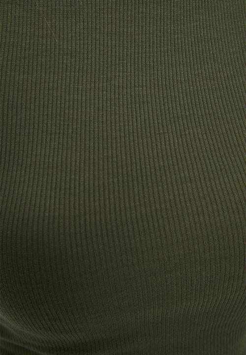 Trendyol - Ribbed super crop knitted singlet  - khaki
