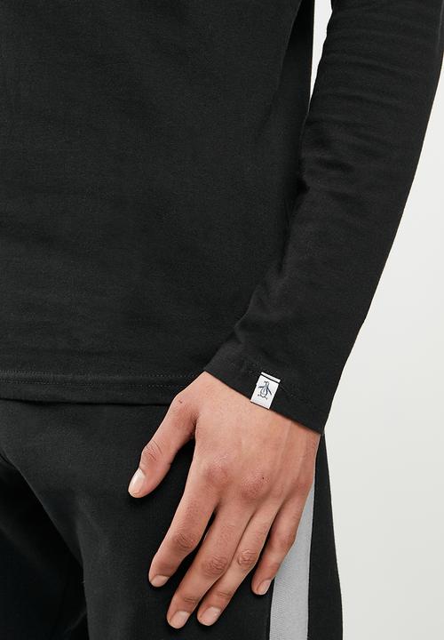 Original Penguin - Long sleeve  embroidered logo tee -  black
