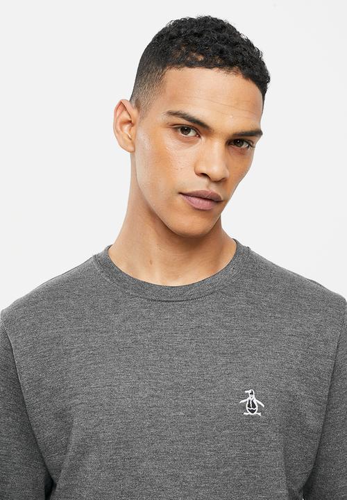 Original Penguin - Long sleeve sticker pete fleece sweat - grey