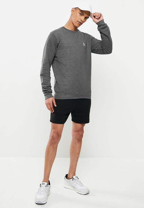 Original Penguin - Long sleeve sticker pete fleece sweat - grey