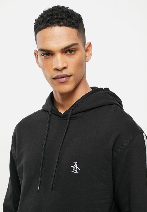 Original Penguin - Long sleeve  hooded striped sweat - black