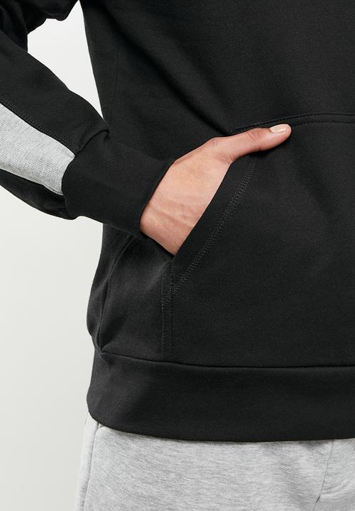 Original Penguin - Long sleeve  hooded striped sweat - black