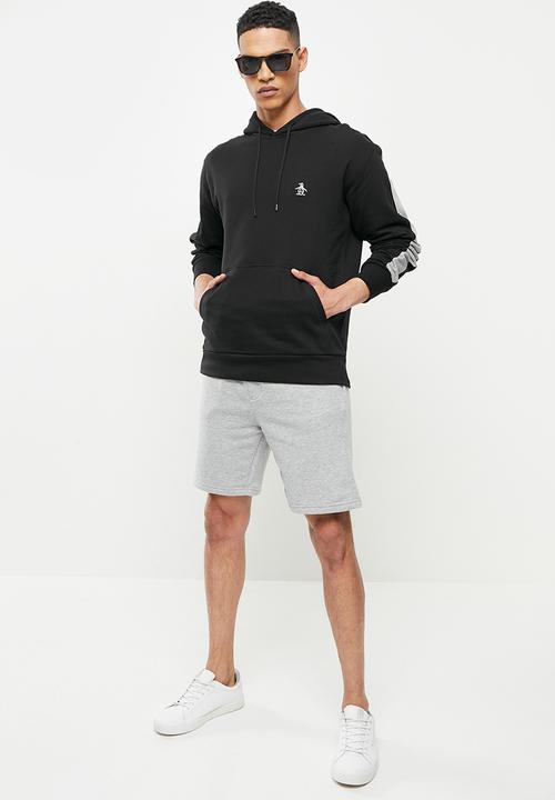Original Penguin - Long sleeve  hooded striped sweat - black