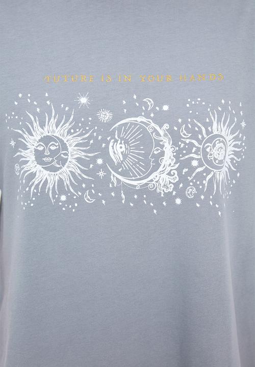 Trendyol - Printed boyfriend knitted T-shirt  - grey