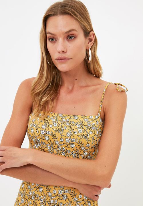 Trendyol - Strap patterned dress  - yellow