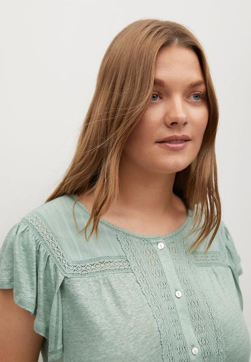 Violeta by Mango - Plus t-shirt garden - aqua