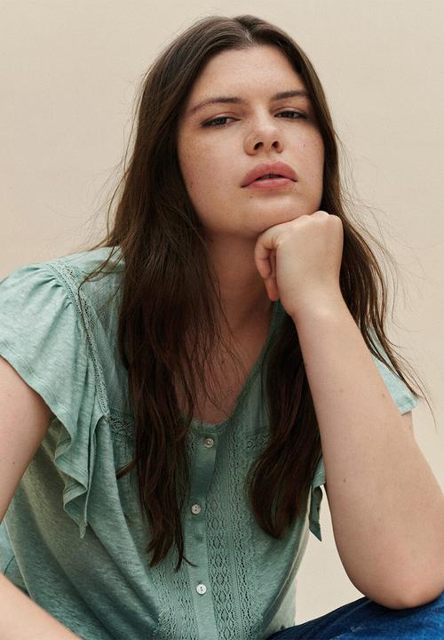 Violeta by Mango - Plus t-shirt garden - aqua