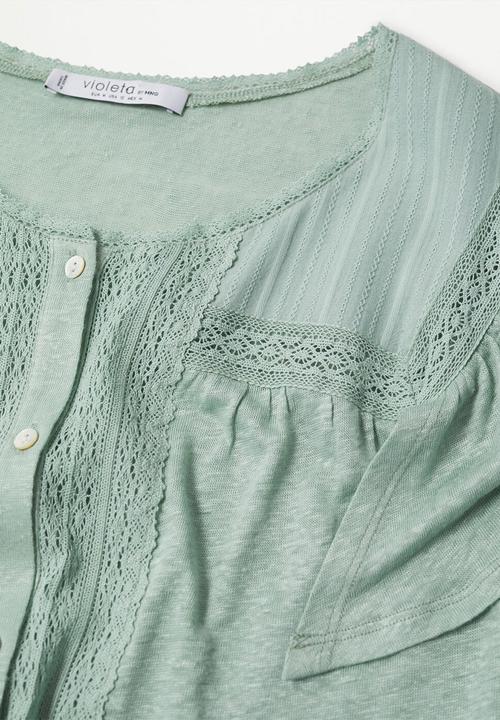 Violeta by Mango - Plus t-shirt garden - aqua