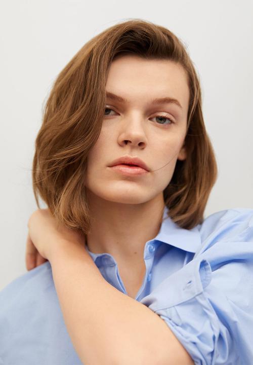 MANGO - Shirt crop - light pastel blue