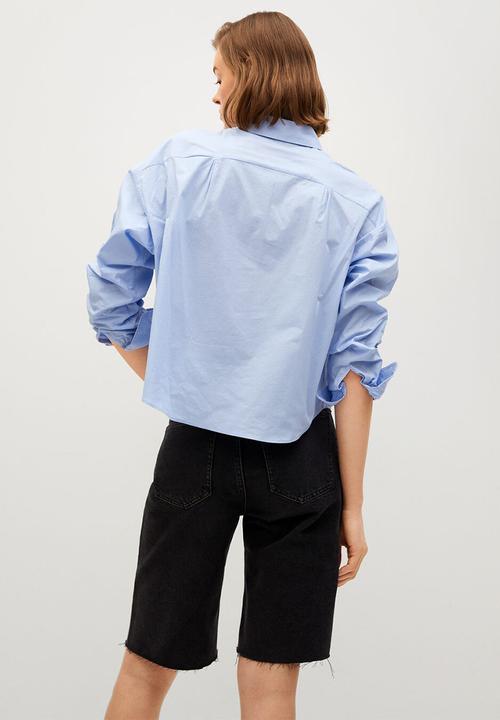 MANGO - Shirt crop - light pastel blue