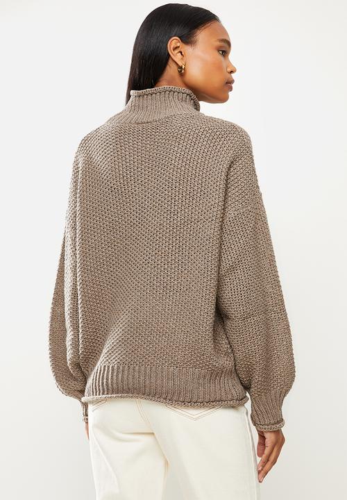 dailyfriday - Funnel neck jumper - brown