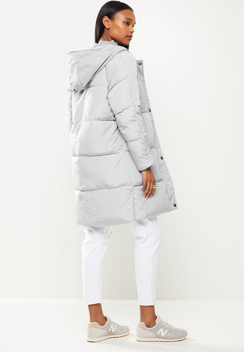 dailyfriday - Hooded midi puffer - grey