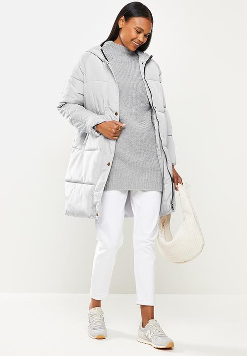 dailyfriday - Hooded midi puffer - grey