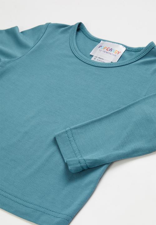 Pop Candy - Girls basic tee & pants pj set - blue