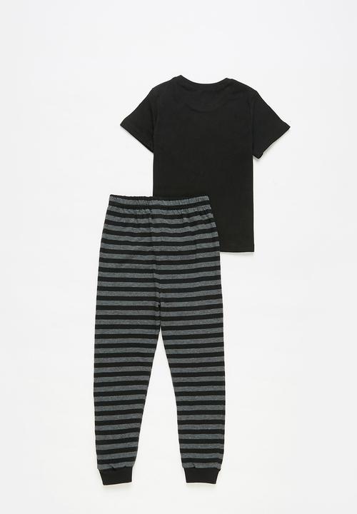 Pop Candy - Tee & pants pj set - black & charcoal 